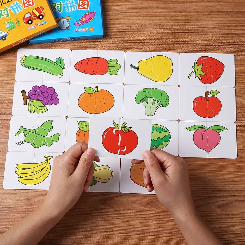 32PCS Toddler Card Match Game camion cognitivo frutta Animal Life Set Puzzle bambini cognitivo Early Educational Puzzle giocattoli per bambini