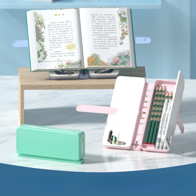 Supporto da lettura portatile multifunzione, supporto pieghevole, lavagna per scrivere, astuccio per matite, scatola per penne, articoli di cancelleria per studenti scolastici