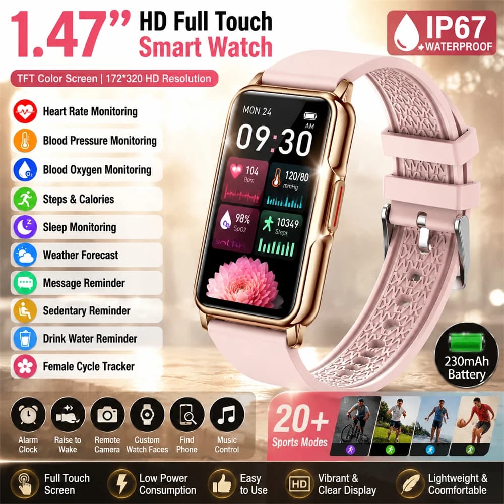 LIGE 2026 Smartwatch Woman Man, 1.47 Full Touch Screen, Fitness Tracker Sporty Waterproof, Smart Watch for Android iOS