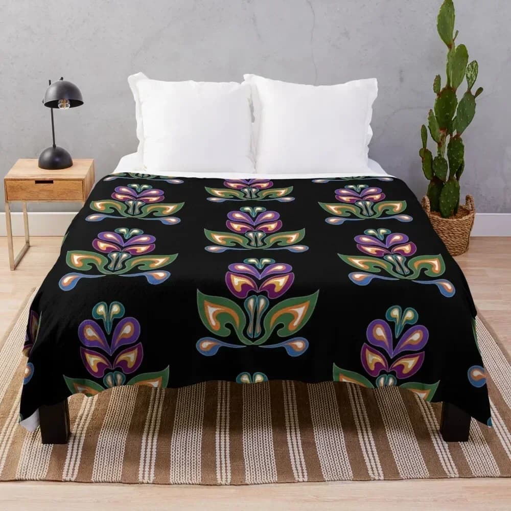 Ojibwe Flowers Waabigwan WAWEZHI CANADA Shooting blanket Luxury for hair Warm fur coat for winter blankets