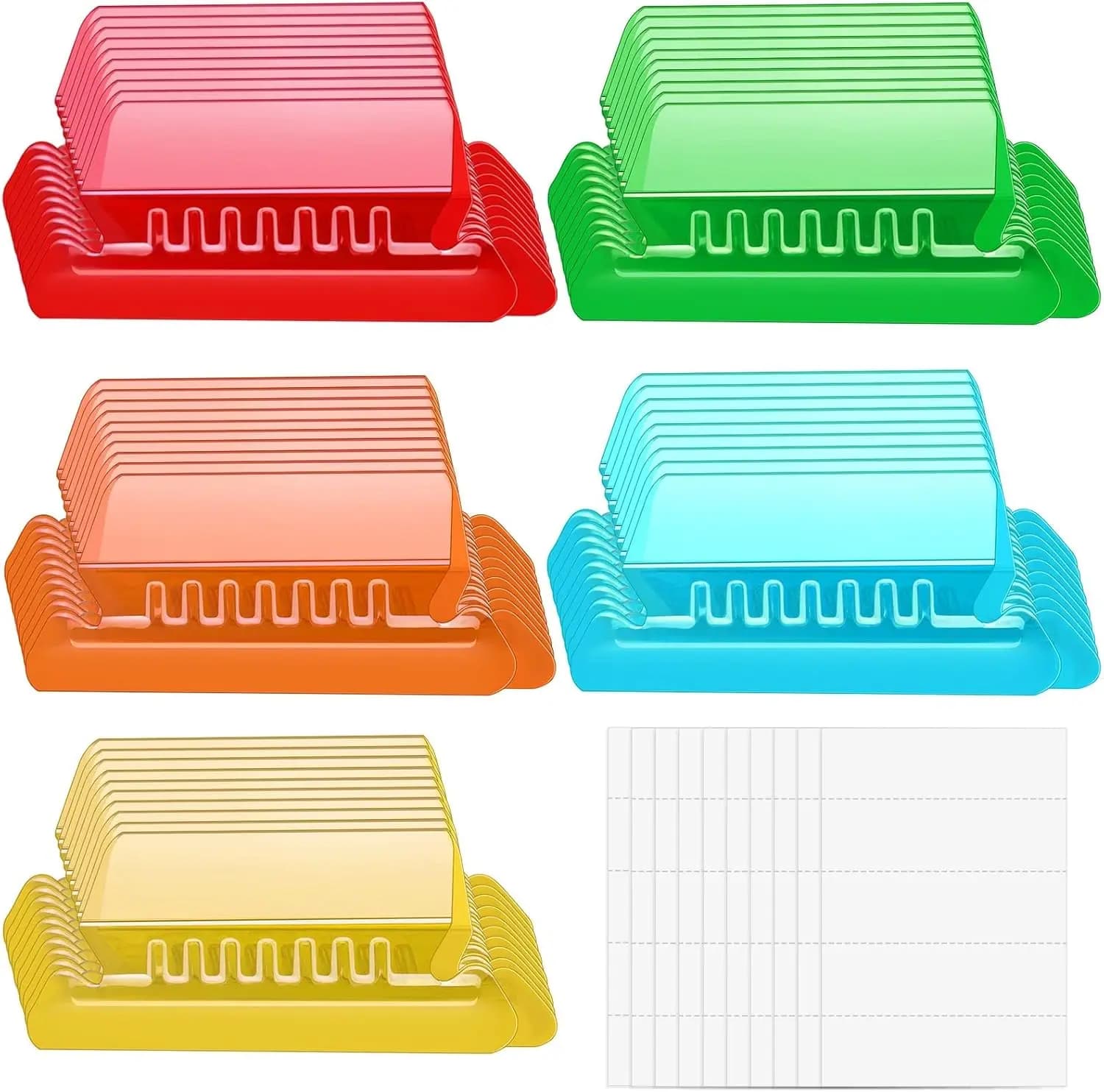 50 set di schede per cartelle appese multicolori con inserti, organizer in plastica per ufficio e uso domestico