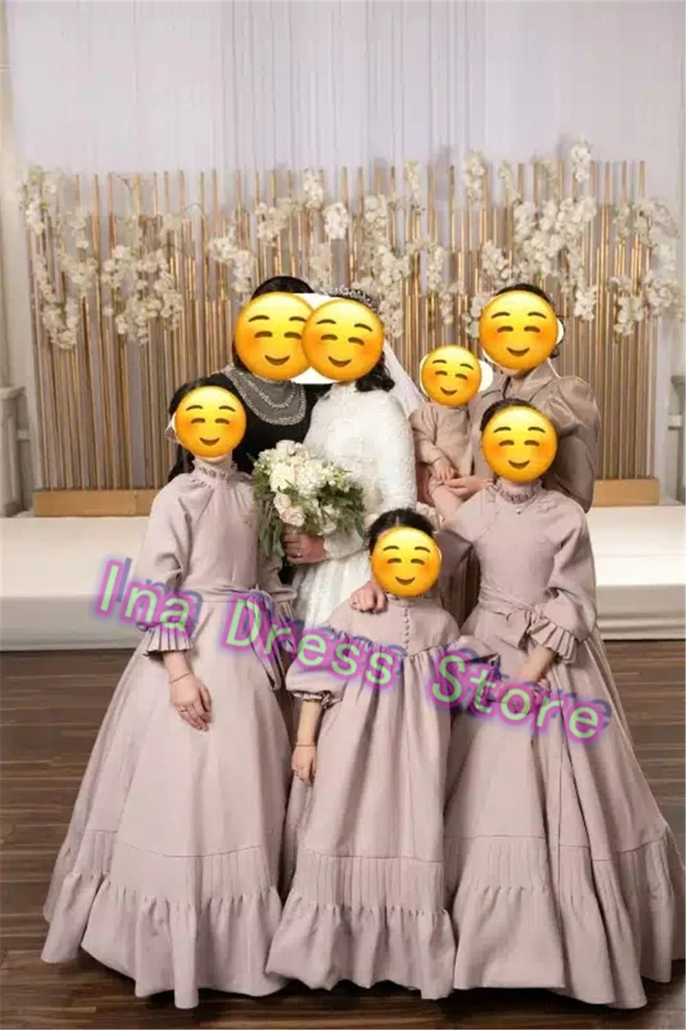 Elegante Abito da Prima Comunione in Raso Rosa, Vestito da Damigella, Abito da Principessa per Matrimonio, Compleanno, Festa, Banchetto per Bambine