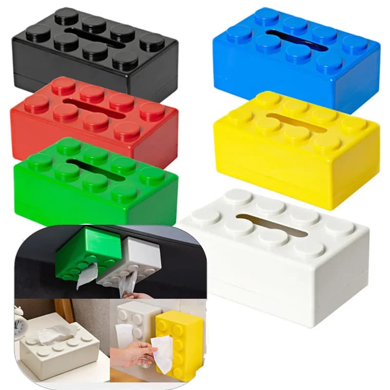Quality ABS Creative Living Room Bathroom Building Blocks Tissue Box Toilet Drawout Paper Box Premium Desktop Tissue Storage