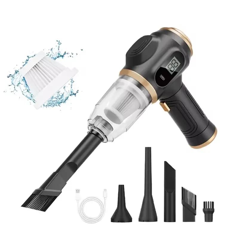YCOC-Spazzola aspirante e soffiatore 2 in 1 ad alta potenza per auto, batteria ricaricabile da 4000 mAh per una pulizia completa del veicolo