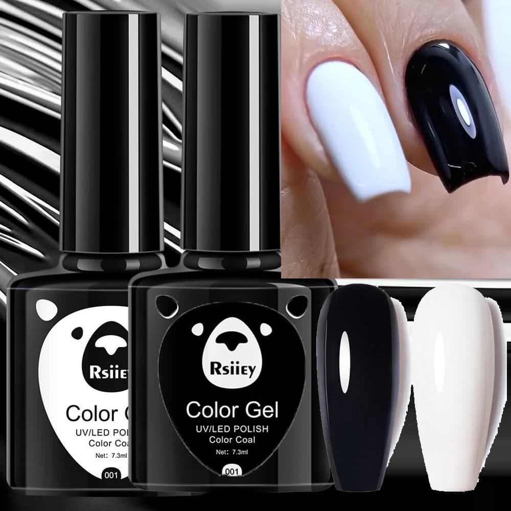 Smalto gel per unghie bianco nero professionale da 7,3 ml Smalto per unghie gel super-morango bianco e nero Semi-permanente Gel UV per unghie bianco nero