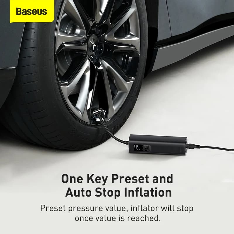 Baseus Pompa di Gonfiaggio per Auto 12V Pompa per Pneumatici per Auto Elettrica Intelligente 150 PSI Display a LED Compressore d'Aria per Pneumatici per Auto per Bicicletta Moto