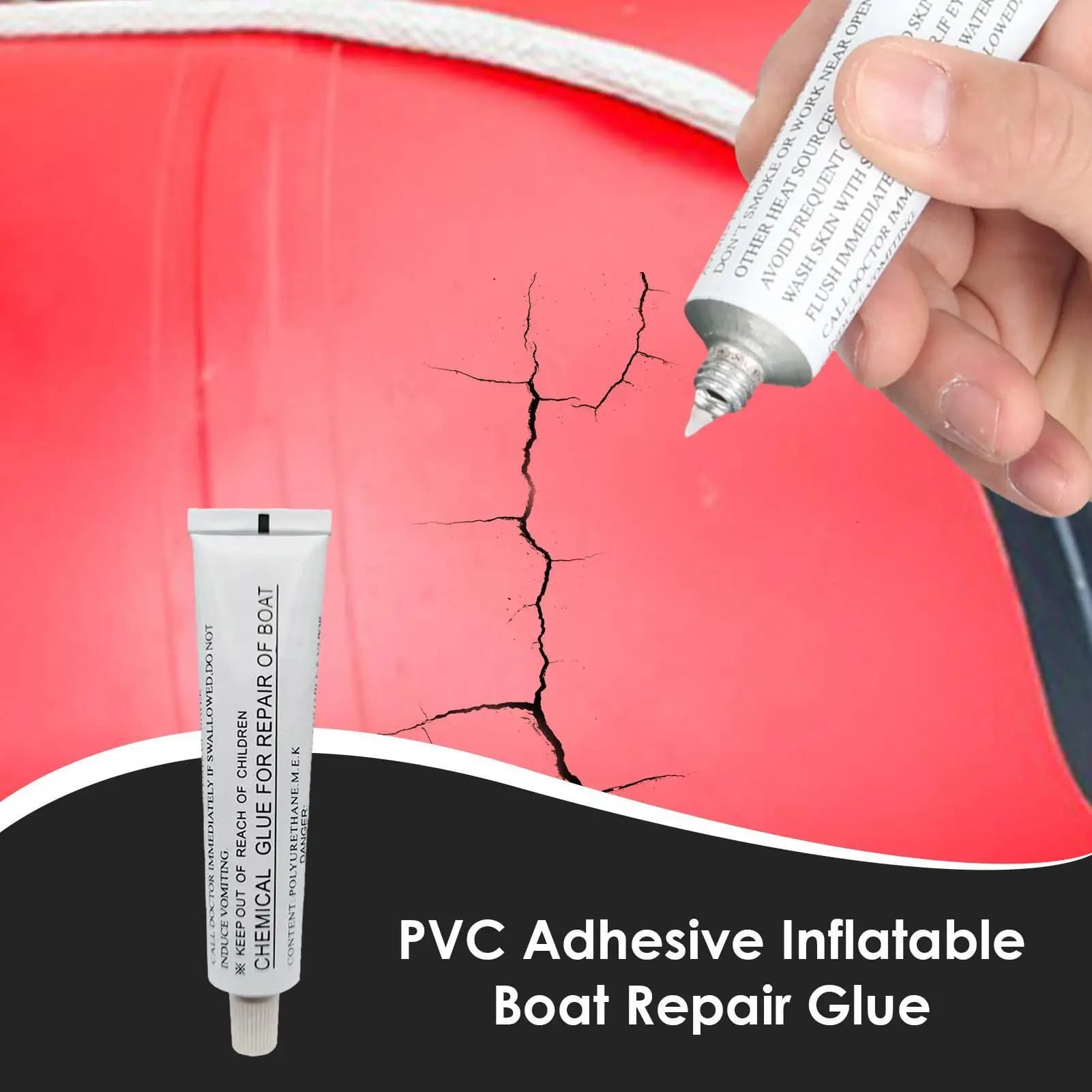 Colla per Riparazione Gommoni Impermeabile 30ml, Adesivo Forte in PVC per Kayak, Zattere, Cuscini d'Aria, Paddle Board