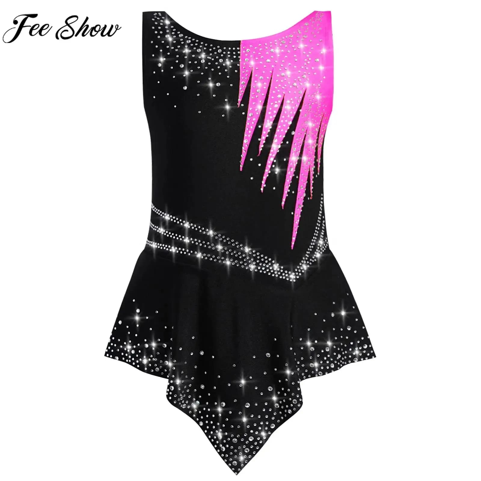 Bambini Ragazze Strass Lucidi Pattinaggio di Figura Body Balletto Danza Acrobazie Ginnastica Ritmica Yoga Body Vestito Dancewear