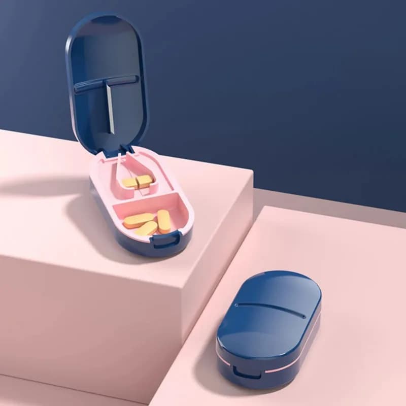 Medicine Pill Box Portable Tablet Cutter Splitter Pill Case Storage Box Pill Tablet Cutter Divider Health Care Pill Holder