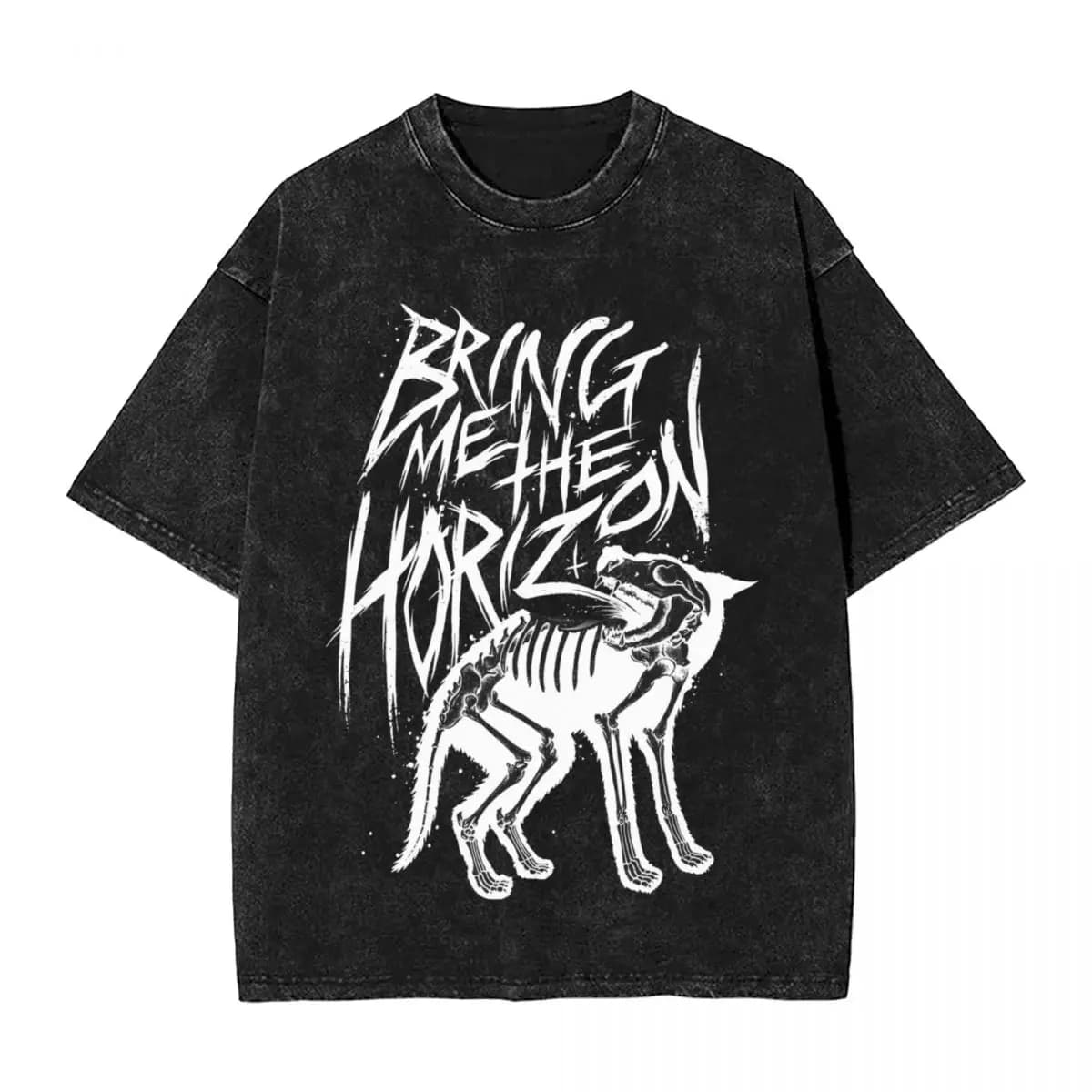 Men Women T-Shirt Bring Me The Horizons Washed T Shirts Trend The Dog Rock Music Band Metal Tees Print Cotton Clothes Plus Size