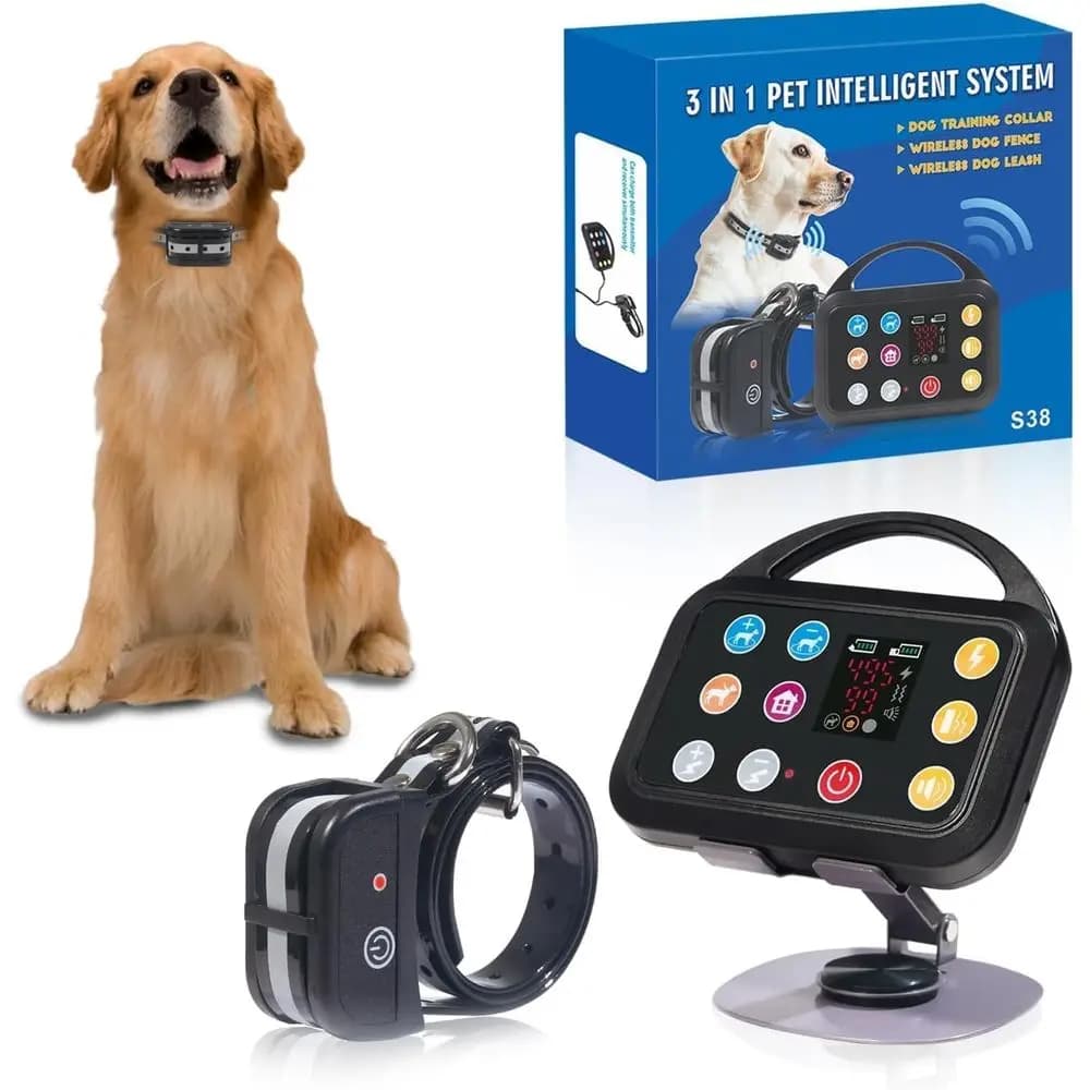 Collare Elettrico Wireless per Addestramento Cani da Interno/Esterno, Sistema Intelligente 3 in 1 con Tecnologia AI e Avviso Fuori Portata
