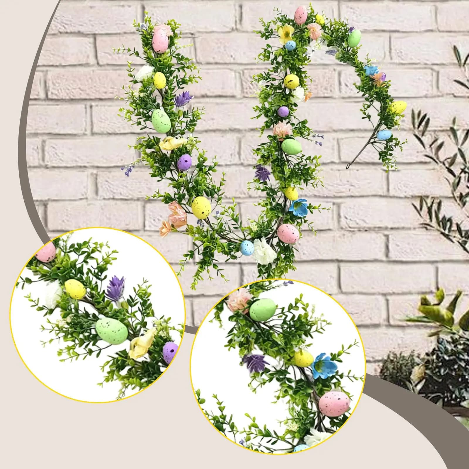 Artificial Plant Paschal Garland, Foam Flowers and Premium Silk, Holiday Decoration for Homes and Party, for Doors and Windows