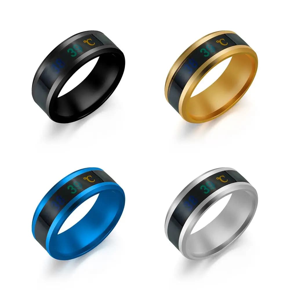 Hot Jewels Smart Temperature Measuring Rings Stainless Steel Humidor Thermometer Display