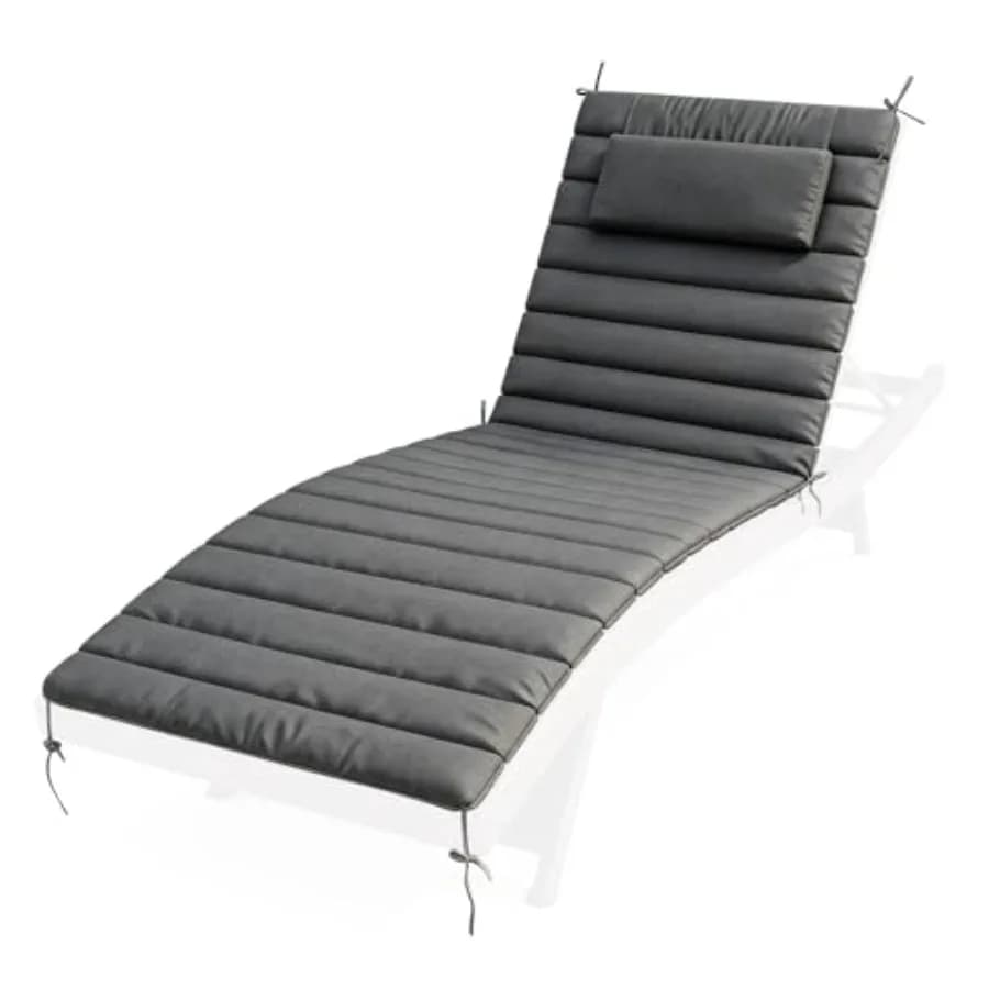 Cuscini per Chaise Longue da Esterno, Cuscino Impermeabile per Lettino Prendisole, Imbottitura Pieghevole in Olefin per Sedie da Piscina con Lacci e Poggiatesta