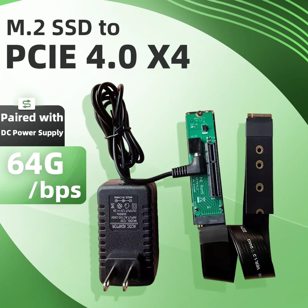 Scheda PCI 4.0 X4 a M.2 da 64 Gbps con alimentazione CC per SSD, laptop con scheda grafica esterna e scheda audio integrata
