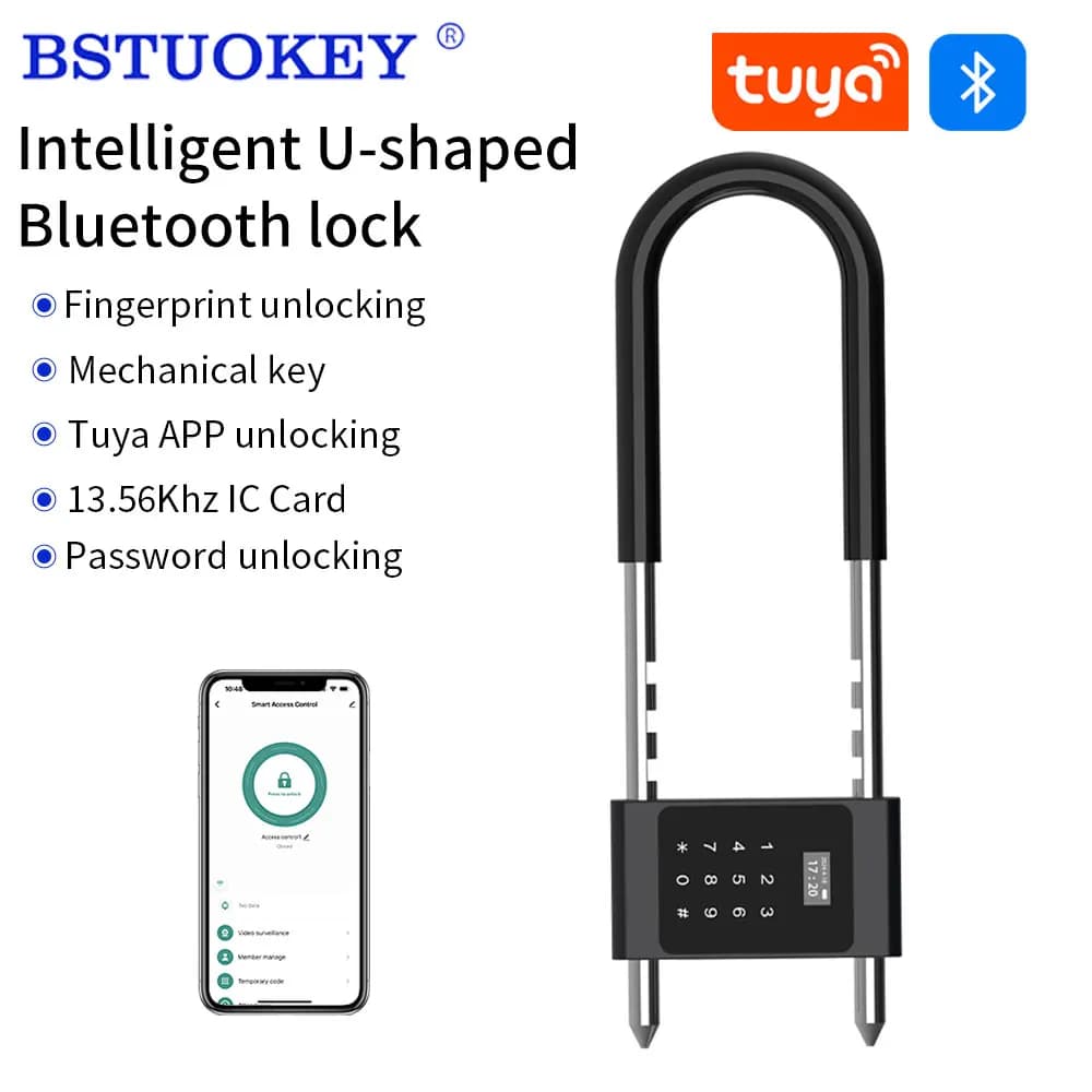 Password elettronica Bluetooth esterna Scheda IC per impronte digitali Tipo U digitale Smart Lock per porta in vetro per ufficio App antifurto Unlcok