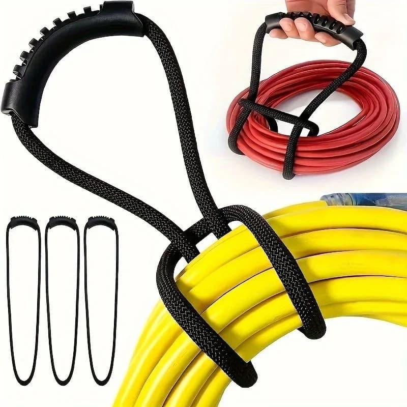 Cinghie portaoggetti per cavo di prolunga nere con manico Fascette per cavi Accessorio per riporre tubi flessibili Supporto per tubo flessibile per vuoto Organizzatore per tubi flessibili