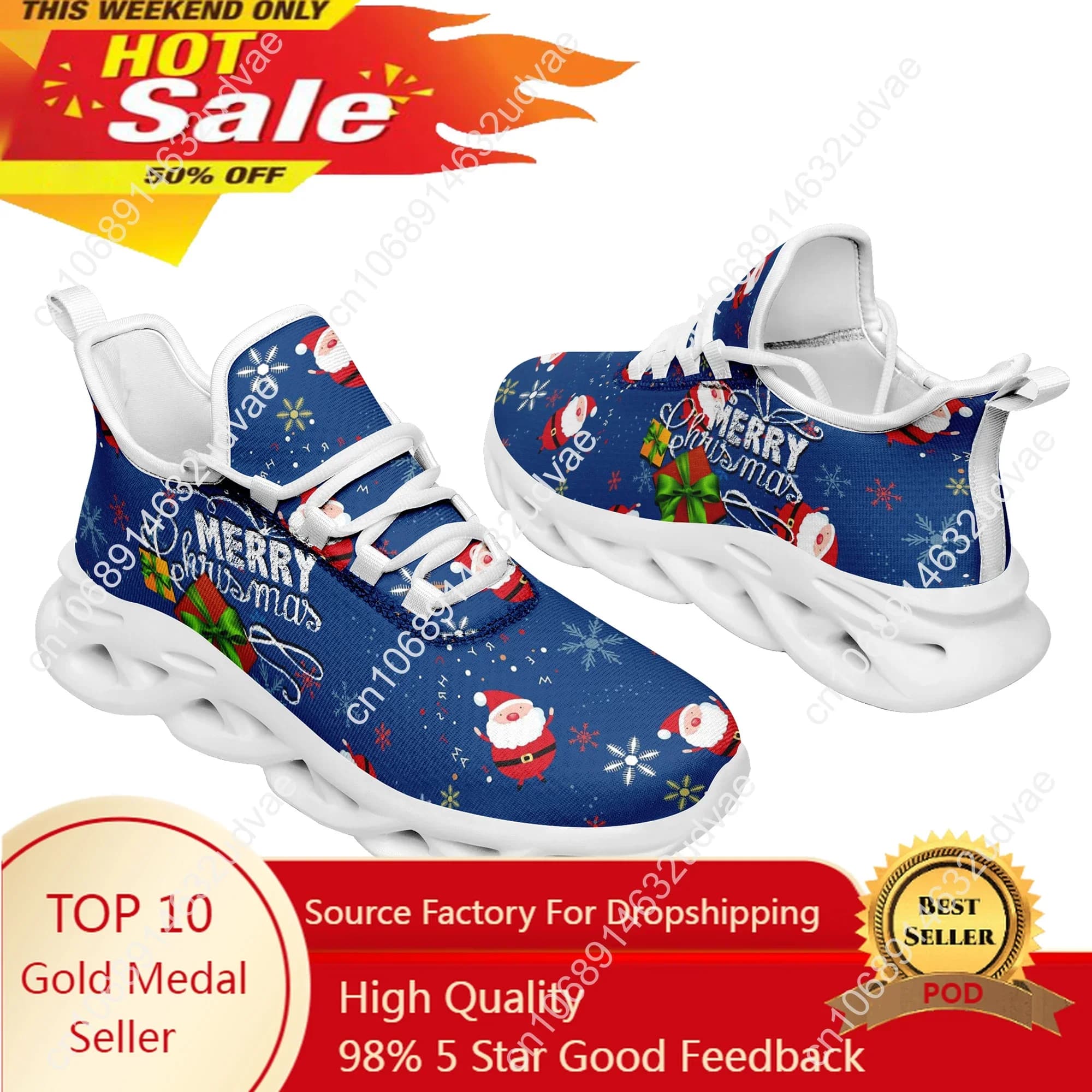 Dropshipping Stampa su richiesta Scarpe casual Scarpe personalizzate Sneaker Natale Design natalizio