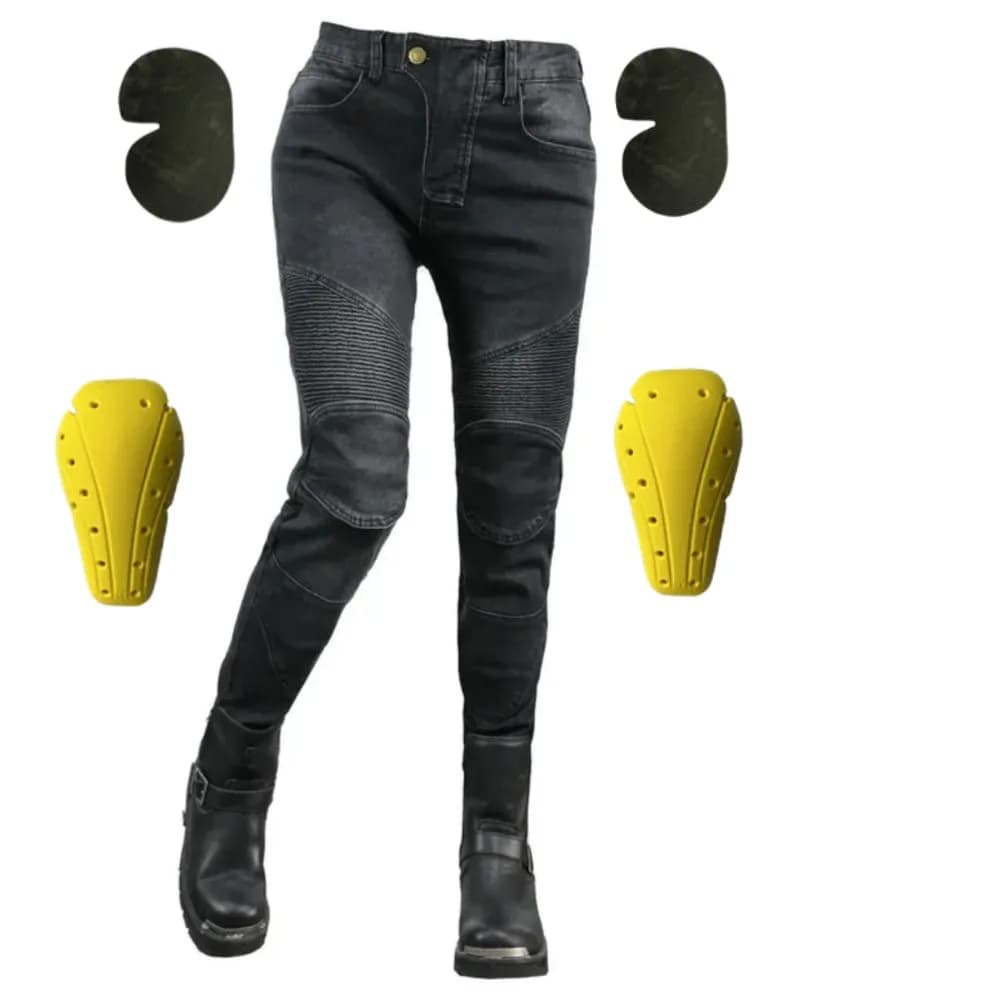 Women's Motorcycle Riding Jeans Pants Anti-fall Protective Classic Racing Pants for All Seasons