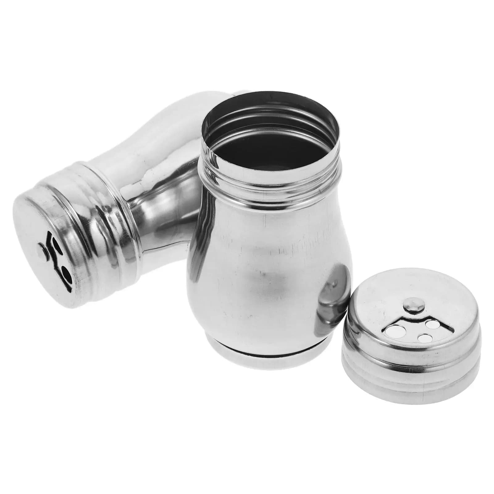 2Pcs Stainless Steel Rotating Spice Shaker Set Salt Pepper Dispenser for Kitchen Cooking Travel Commercial Use Elegant Design