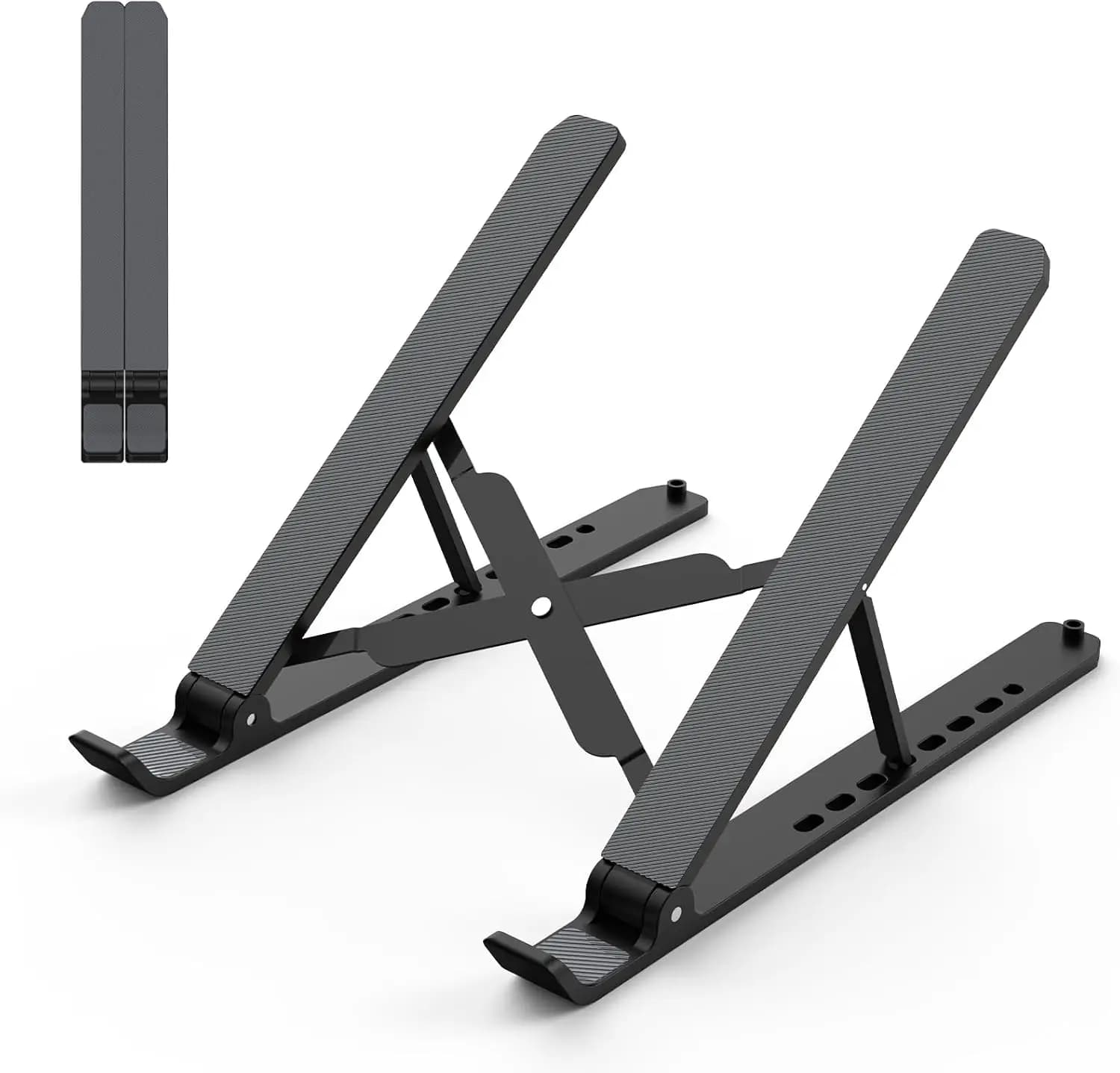 Supporto Regolabile per Laptop, Stand Pieghevole Portatile con Ventilazione per Notebook e Tablet da 10-15.6 Pollici in Nero