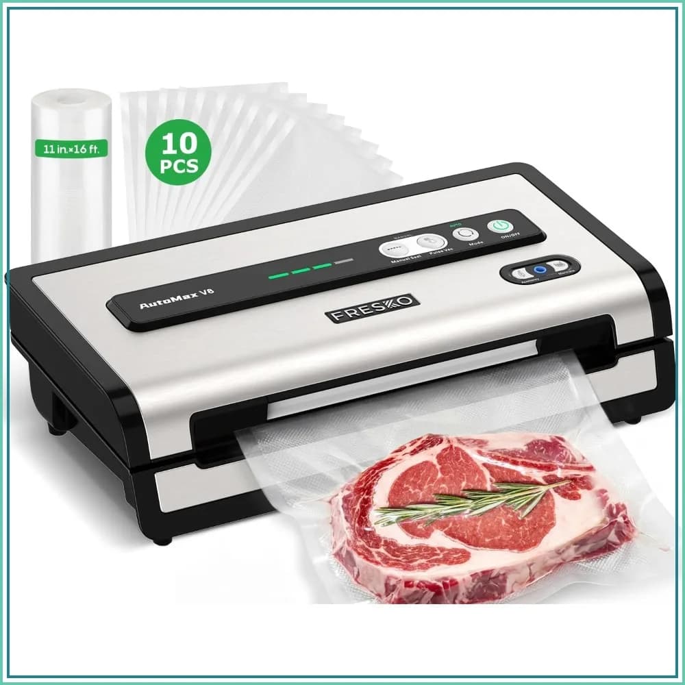 Automatic Vacuum Sealer for Food, Hands-Free, 50 Bags in 20 Mins, Built-in Cutter & Roll Storage