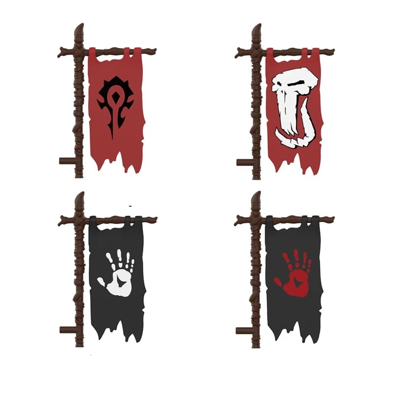 MOC The Middle Ages Orc Flag Building Block figure Accessori blocchi di mattoni, compatibile con assembla particelle Serie fai da te 7