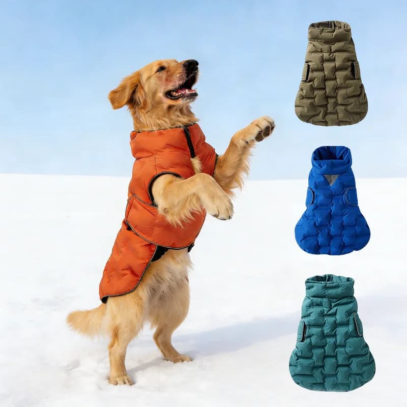Cappotto per Cani Impermeabile, Giacca Invernale con Imbracatura Integrata, Cappotto Riflettente per Cuccioli, Gilet Caldo in Pile per Animali Domestici