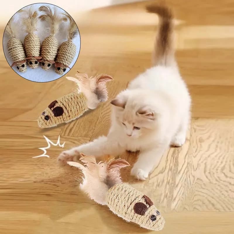 Giocattolo da masticare per gatti Resistente ai morsi Piuma di topo Giocattolo per gattini Pulizia dei denti Bastoncini interattivi per stuzzicare i gatti Forniture per giocattoli