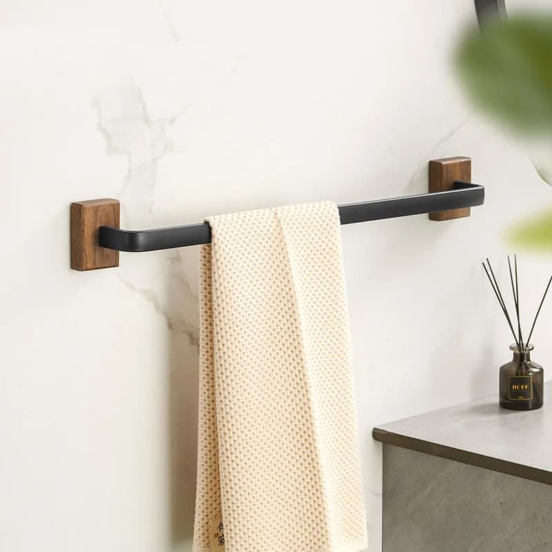 Portasciugamani in legno di noce nera Portasciugamani retrò a parete Portasciugamani in legno Portasciugamani in ottone Ganci in ottone per bagno Cucina