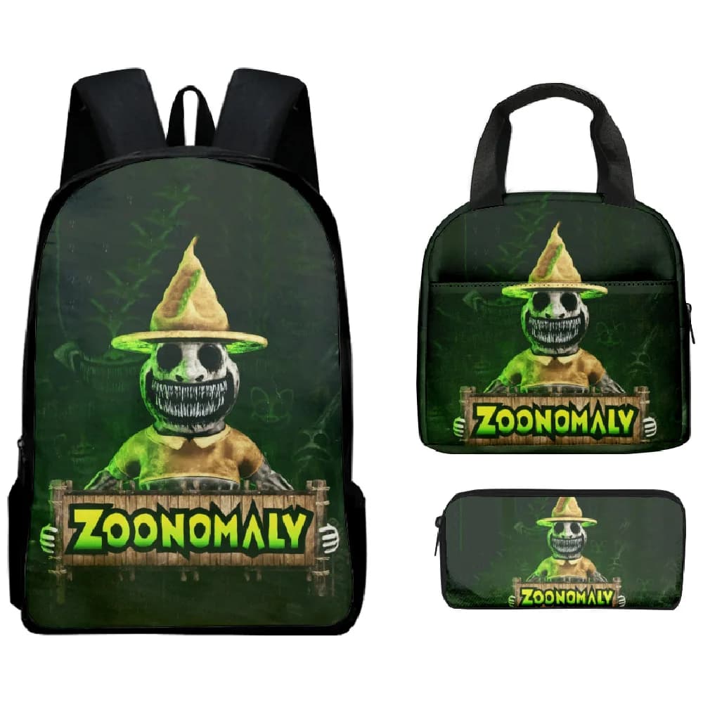 Hip Hop Popular Funny Peculiar Zoonomaly 3D Printed 3pcs/Set pupil School Bags Laptop Daypack Backpack Lunch bag Pencil Case