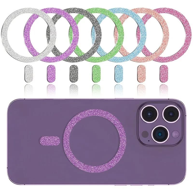 1-2 pezzi adesivo in metallo scintillante piastra di ferro per telefono cellulare per accessori Samrtphone di ricarica wireless Magsafe per iPhone 17 16 15