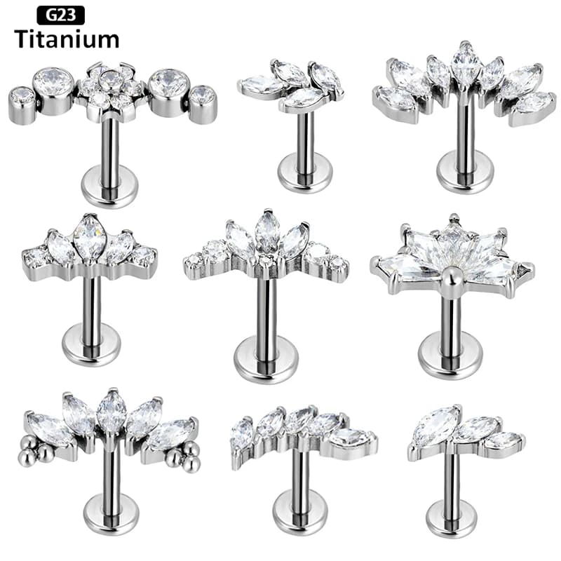 1PC G23 Titanium Labret Piercing Ear Stud Tragus Lip Ring 6/8/10mm filo interno Helix orecchino lobo cartilagine Lip Body Jewelry,piercing titanio