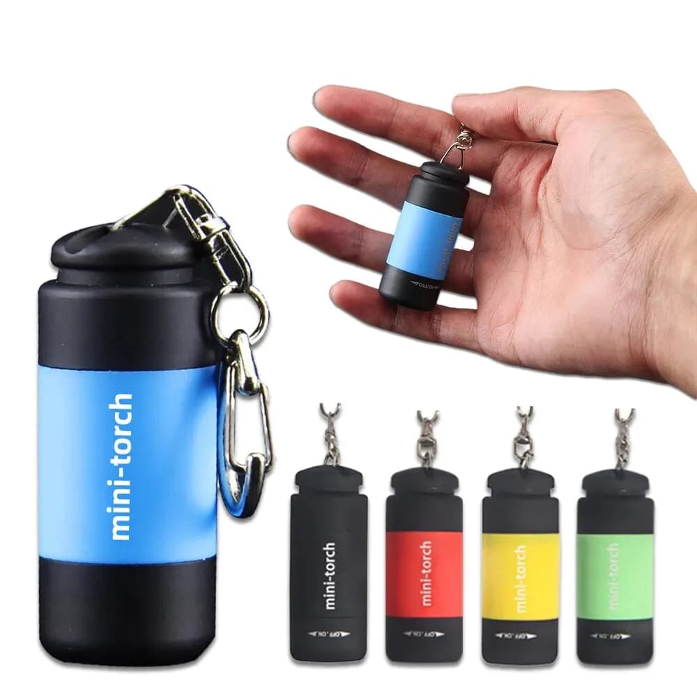 Multifunctional Rechargeable LED Strong Light Pocket Keychain Flashlight via USB Mini Camping Torch for Waterproof Outdoor Hiking