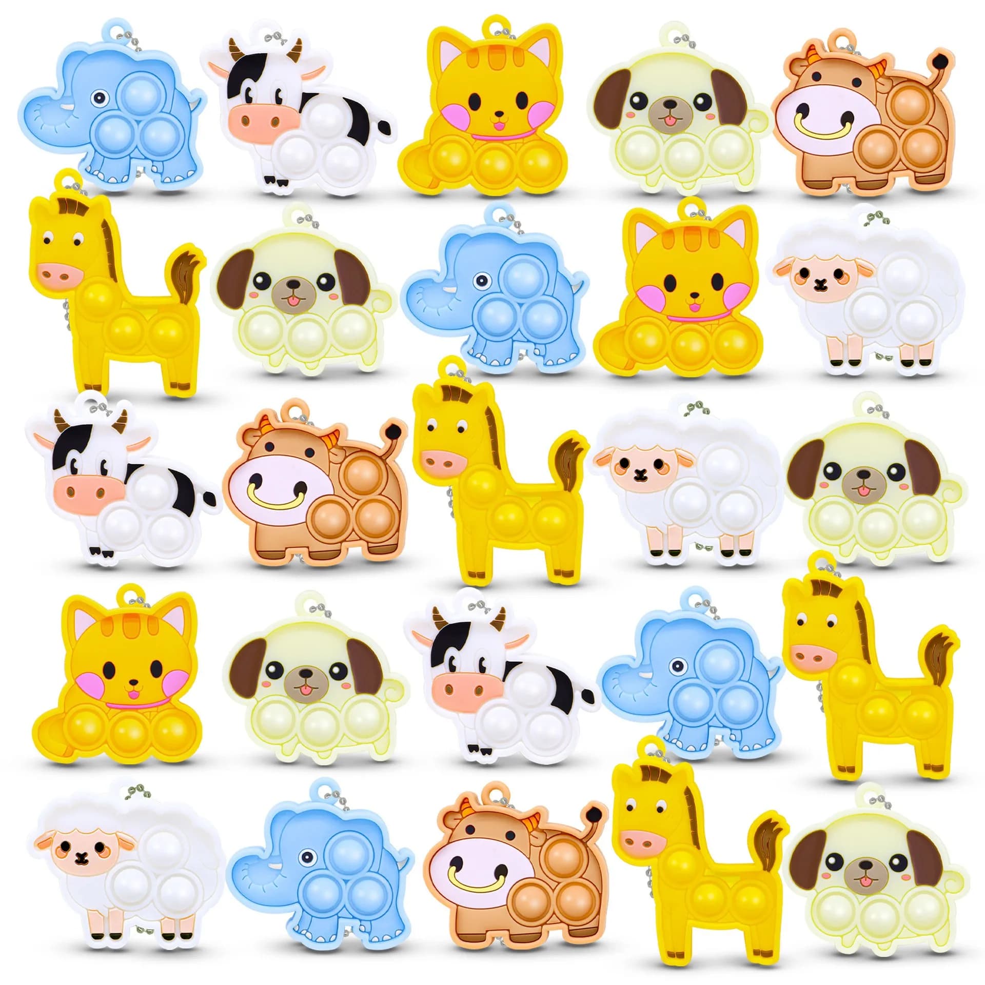 Animal Pop Keychain Fidget Toy Sensory Fidget Toys for Kids Party Favors Goodie Bag Stuffers Classroom Rewards Treasure Box