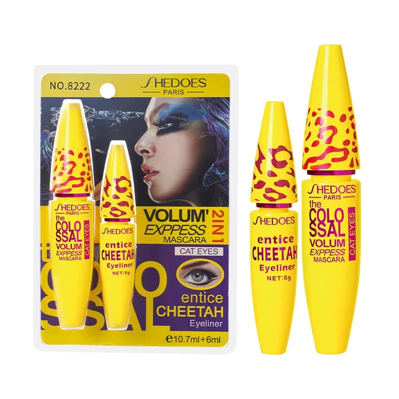 Waterproof Volumizing Mascara Set with Liquid Eyeliner, Long-Term Makeup Kit for Eyeliner