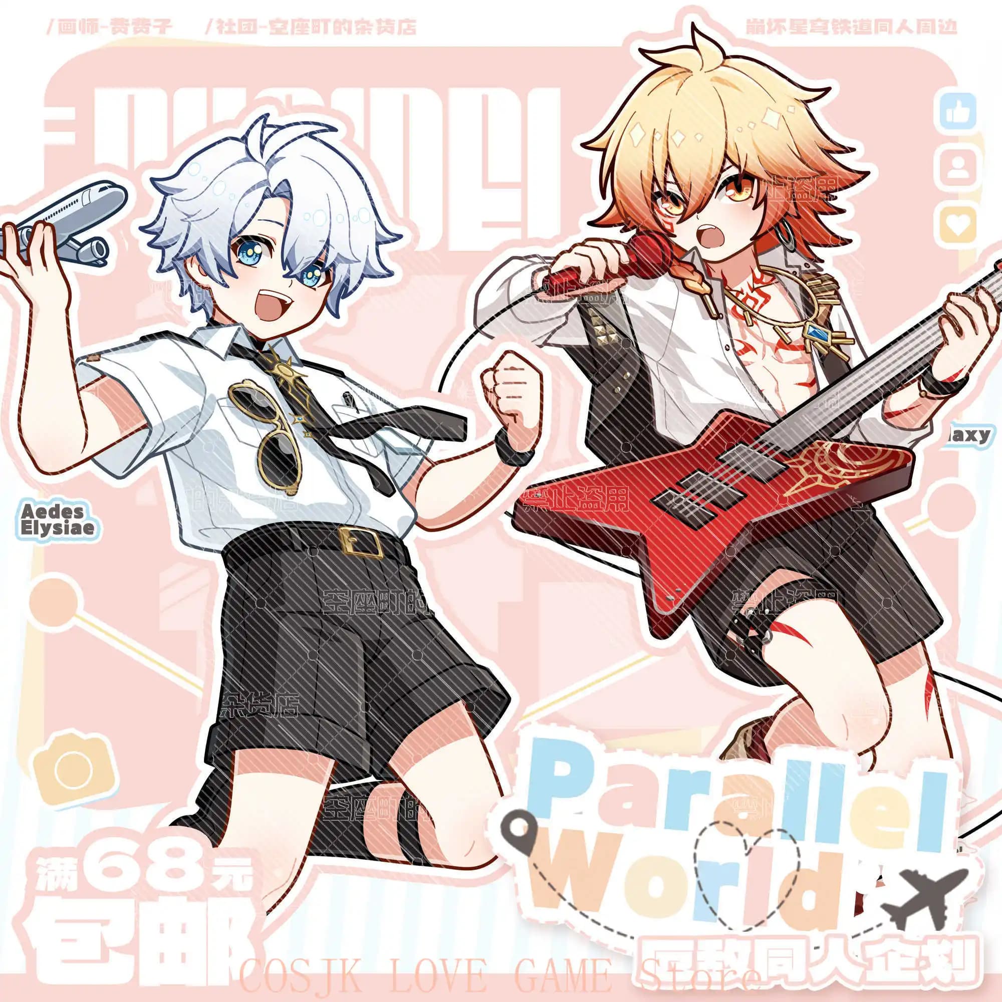 Parallel World Phainon Mydei Offerta speciale Set di materiali piccoli Honkai: Set di badge con supporto in acrilico con carta trasparente Star Rail