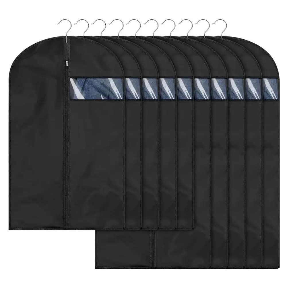 Garment Bag Clothes Dust Bag Black Grey Clothing Cover Hanging Storage Bag PEVA Dustproof Closet Organizer Coat Suit Dress