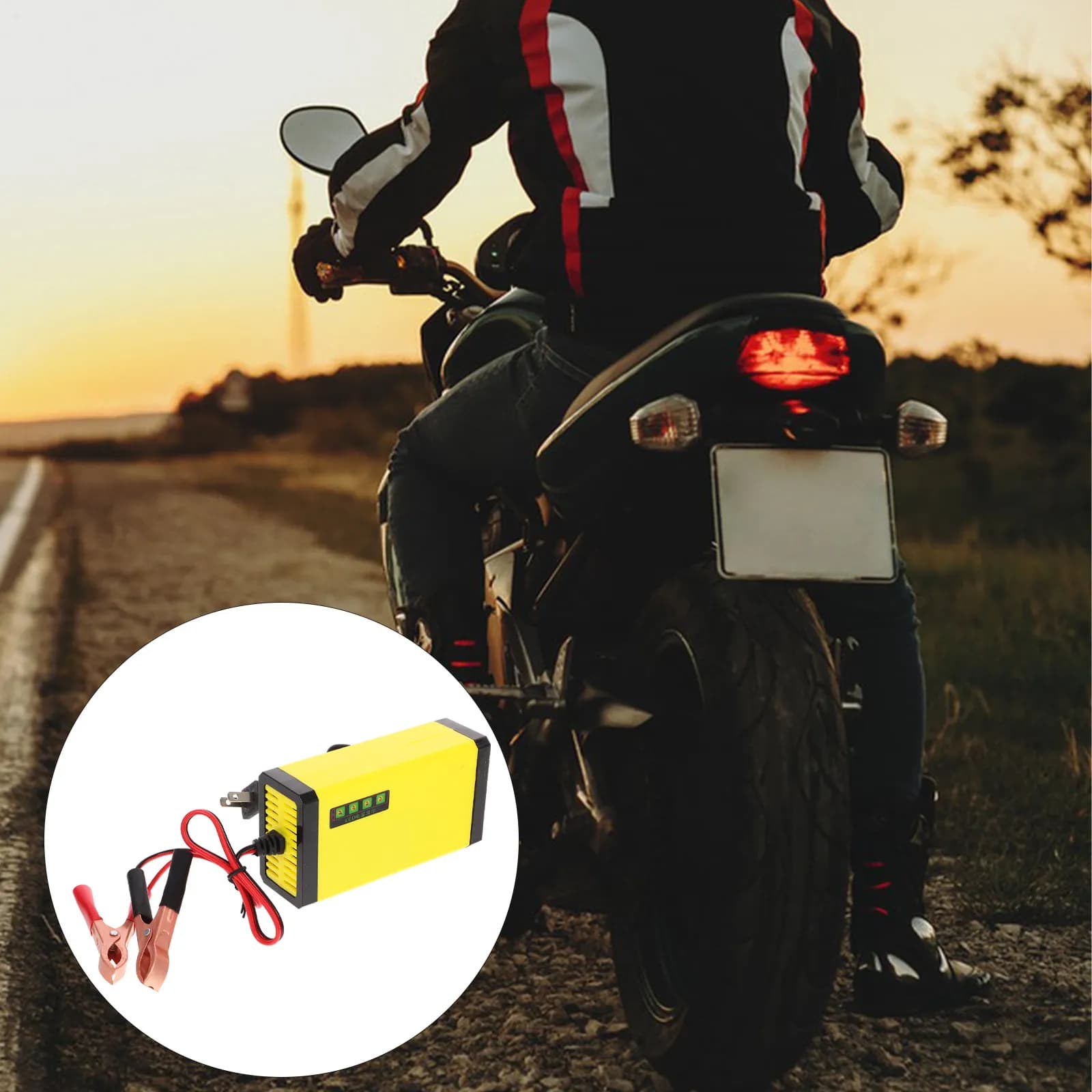 Caricabatterie per Moto 12V 2A Portatile con Display, Caricatore Automatico di Manutenzione per Batterie di Moto e Auto