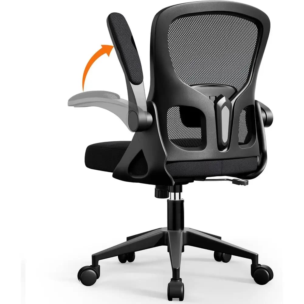 Sedia da scrivania ergonomica con supporto lombare regolabile, girevole e braccioli ribaltabili per un comodo gioco o per lavorare da casa, nera