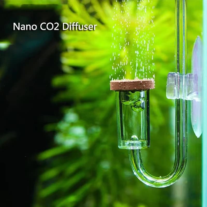 1 pz U-tubes acrilico acquario sistema di CO2 diffusore trasparente Mini diffusore CO2 raffinatore regolatore con ventose a disco in ceramica