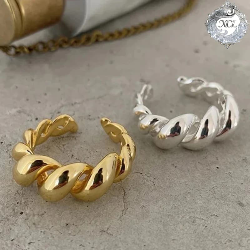 Anello Aperto Minimalista XCL Twist in Argento Sterling S925 Regolabile per Donne Regalo per Feste e Anniversari Gioielli