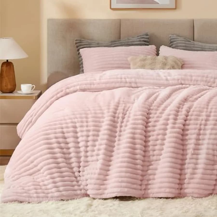 Set Copripiumino in Pile - Biancheria da Letto Super Morbida e Calda, Set Letto Lussuoso e Soffice per l'Inverno con 2 Federe