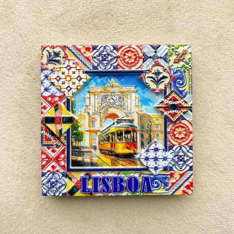 Magnete da frigorifero magnetico commemorativo da viaggio con scenario di Lisbona del Portogallo