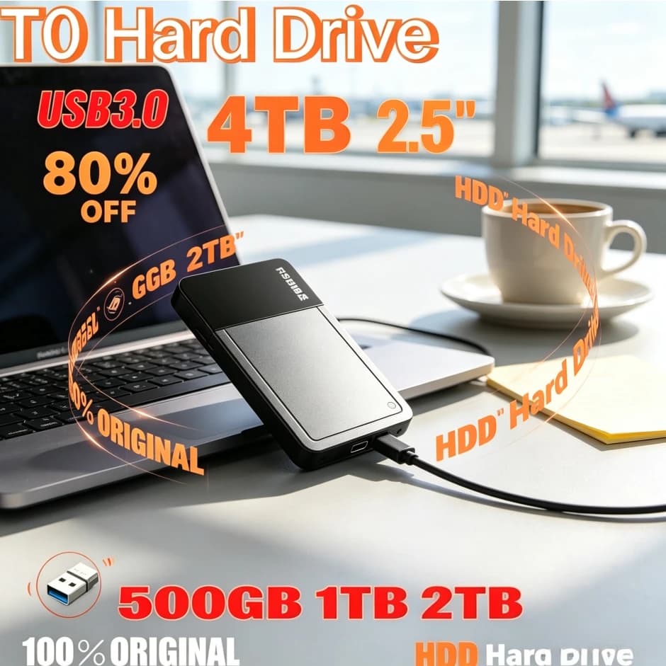 Toshiba T0 Portable External Hard Drive High Speed Storage Disk Compatible With Laptop Desktop PC Mac Android Mobile Data Backup