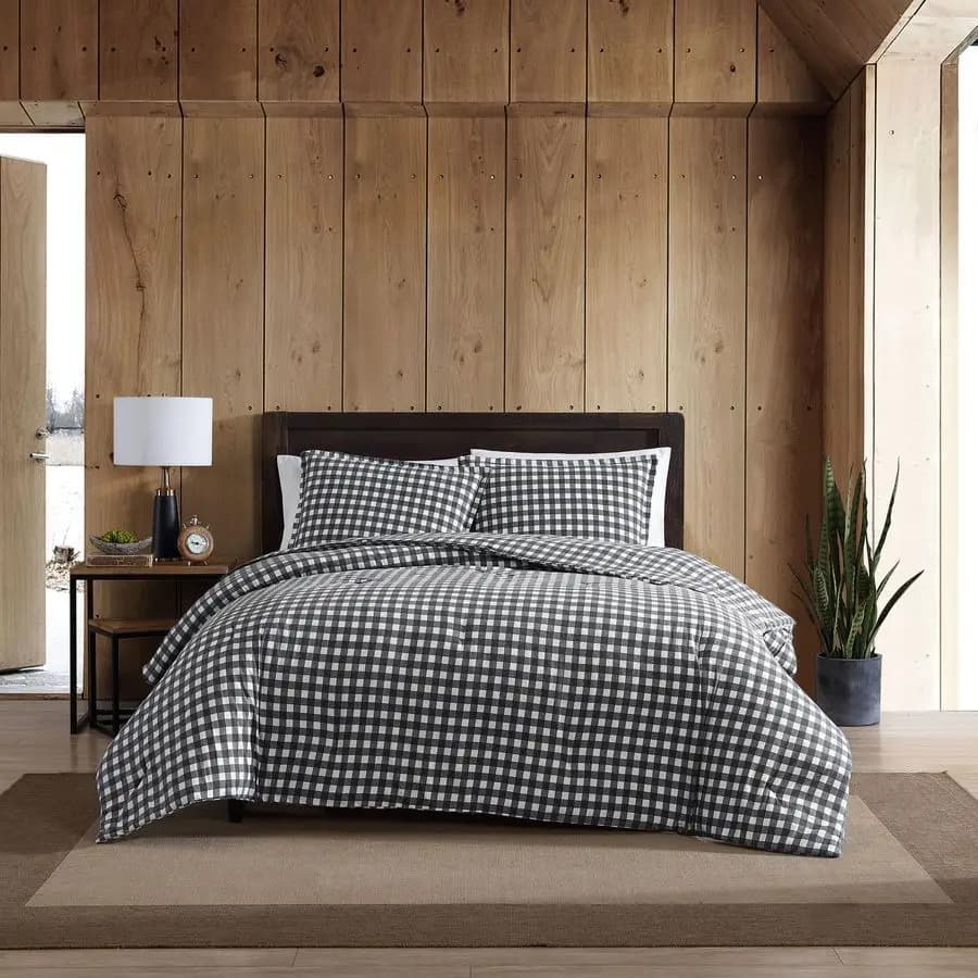 Set Copripiumino King Size, Biancheria da Letto Reversibile in Flanella con Federe Coordinate, Set Lussuoso per i Mesi Freddi, Grigio Preston, King