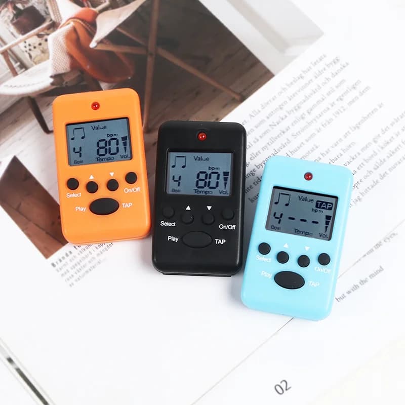 Metronomo digitale Mini metronomo Clip-on LCD Volume regolabile Metronomo portatile per pianoforte Chitarra Flauto Violino Tamburo