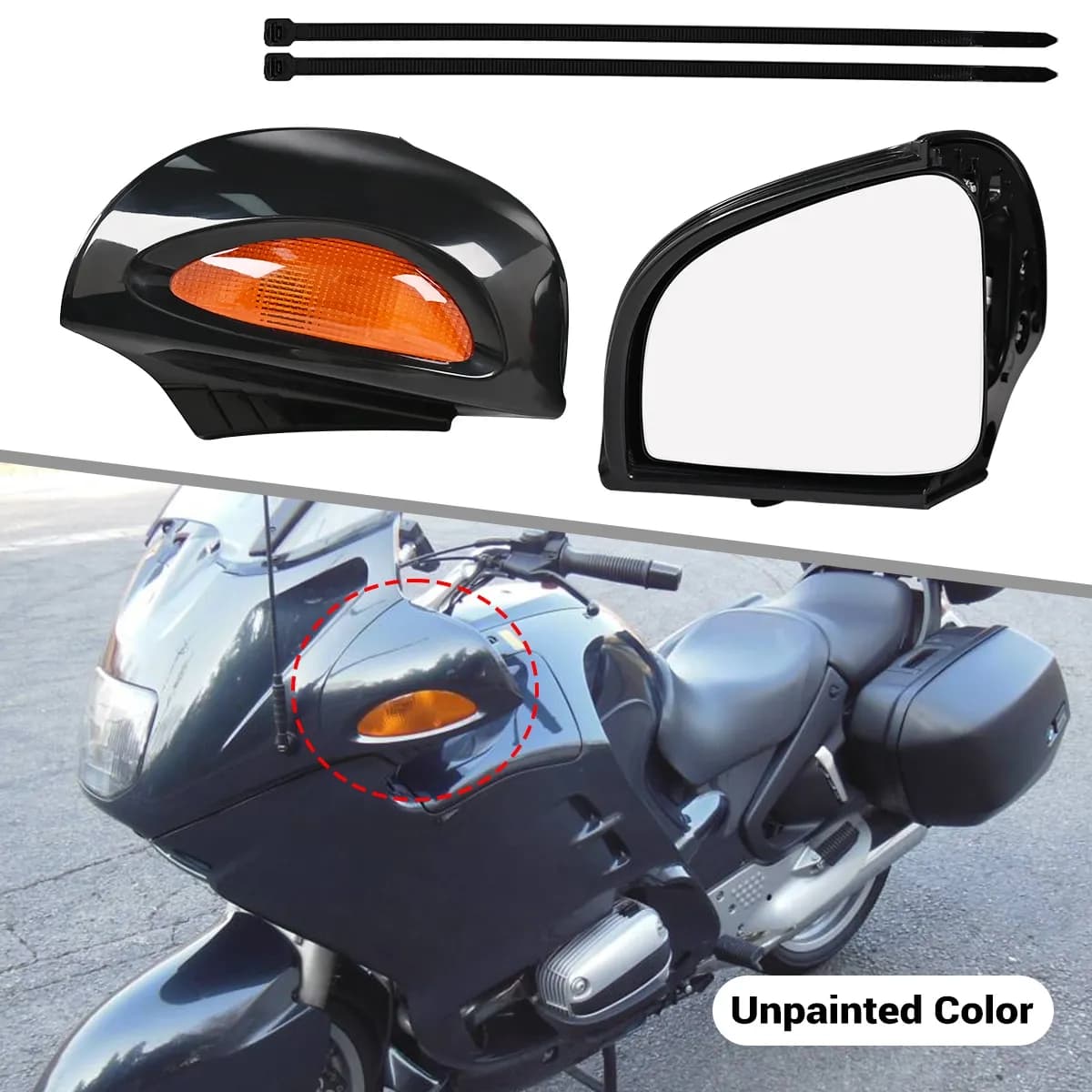 1 Coppia Moto Lato Specchietto retrovisore Retrovisore Indicatore di direzione Copertura Ambra Gruppo Lente Per BMW R1100RT R1100RTP R1150RT