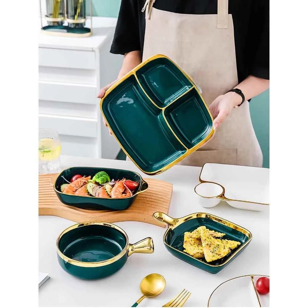Breakfast dish with compartments, Nordic style, for domestic use, for fat reduction and weight loss, tableware, model 2023, famous on the Internet