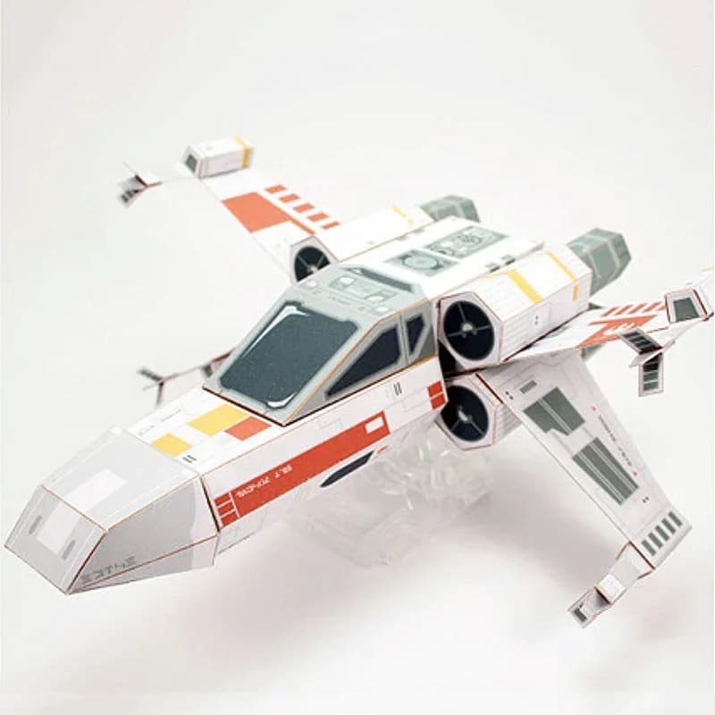 X-WING Fighter Red Paper Model Mini 3D Cube Figure Papercraft DIY Kids Adult Origami Art Handmade Craft Toys FC-014